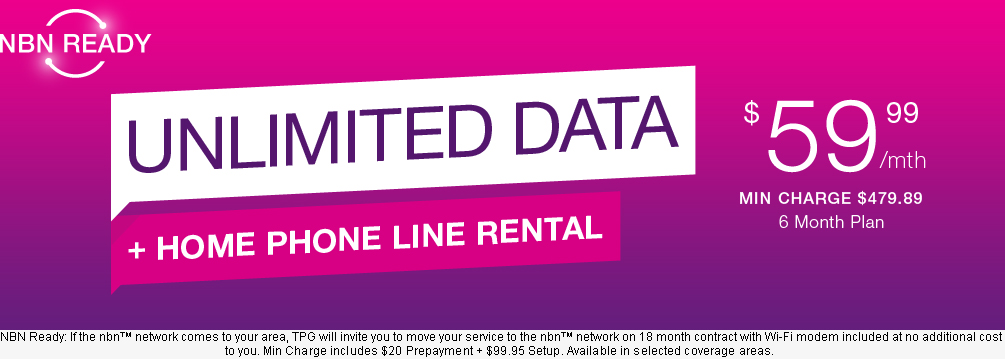 TPG ADSL2+ Bundle - $59.99 NBN Ready Plan with Unlimited Broadband Internet and Home Phone Line Rental