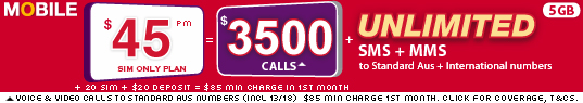 Business Mobile $45 = $3500 Calls to Standard Aus numbers (incl 13/18)